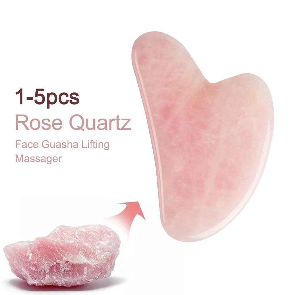 Rose Quartz Gua Sha For Face Massager Skin scraping GuaSha Lifting Natural Jade Massage for Face Gouache Scraper Wrinkle Remover