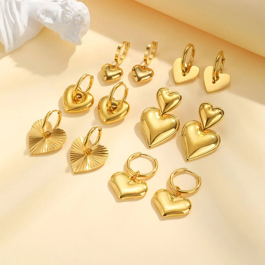 Heart Dangle Earrings For Women, Love Drop Earring Stainless Steel, Gold Plated Jewelry Gift